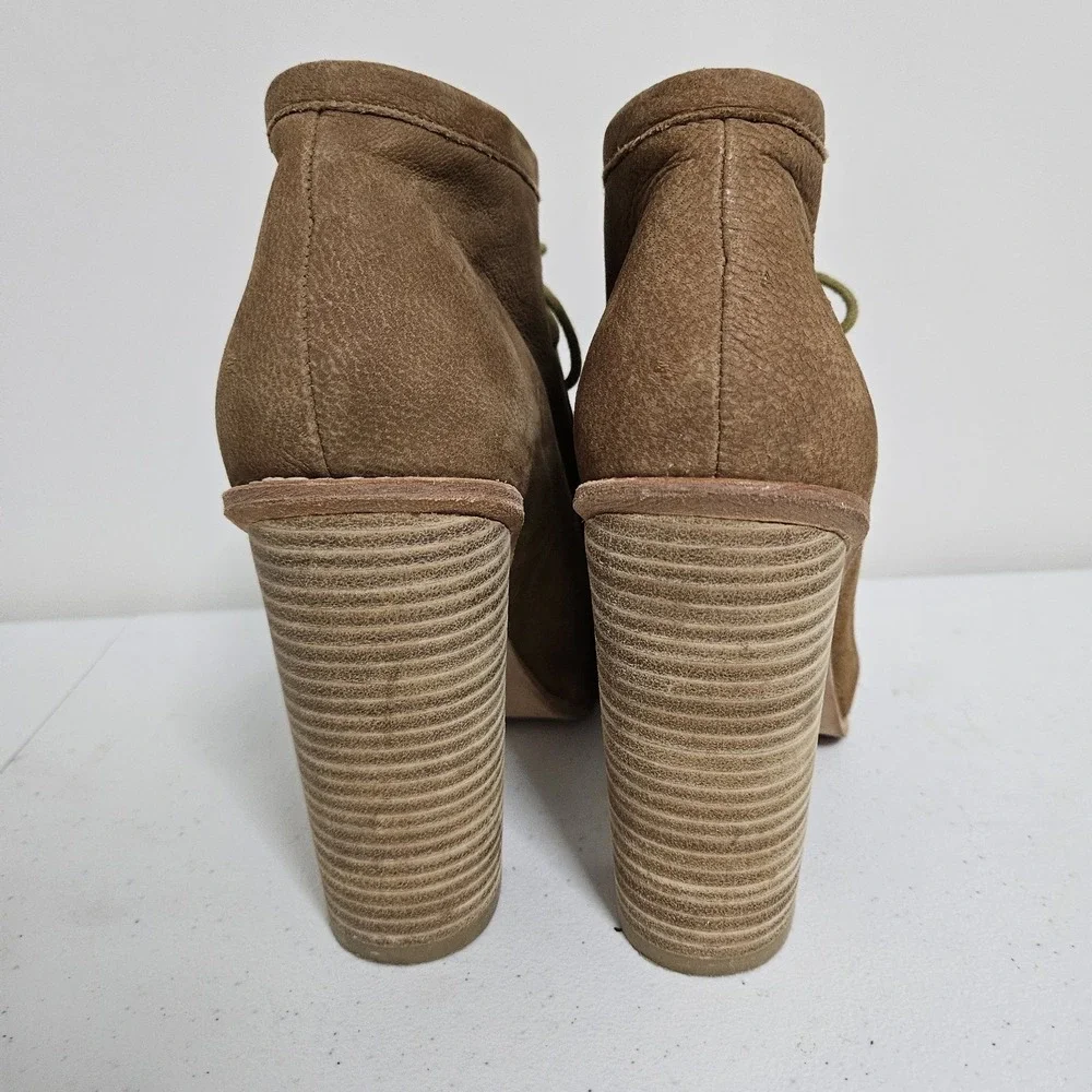 Dolce Vita Booties Women 8 Brown Leather Lace Up Moc‎ Toe Block Heel Hippie Boho